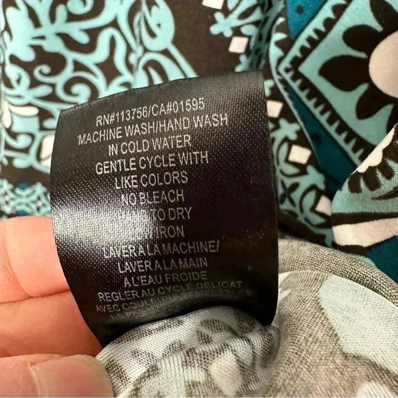 Inc International Concepts Short  Sleeved Blouse Ruffled Sleeves Brown/Blue Med - Picture 7 of 16